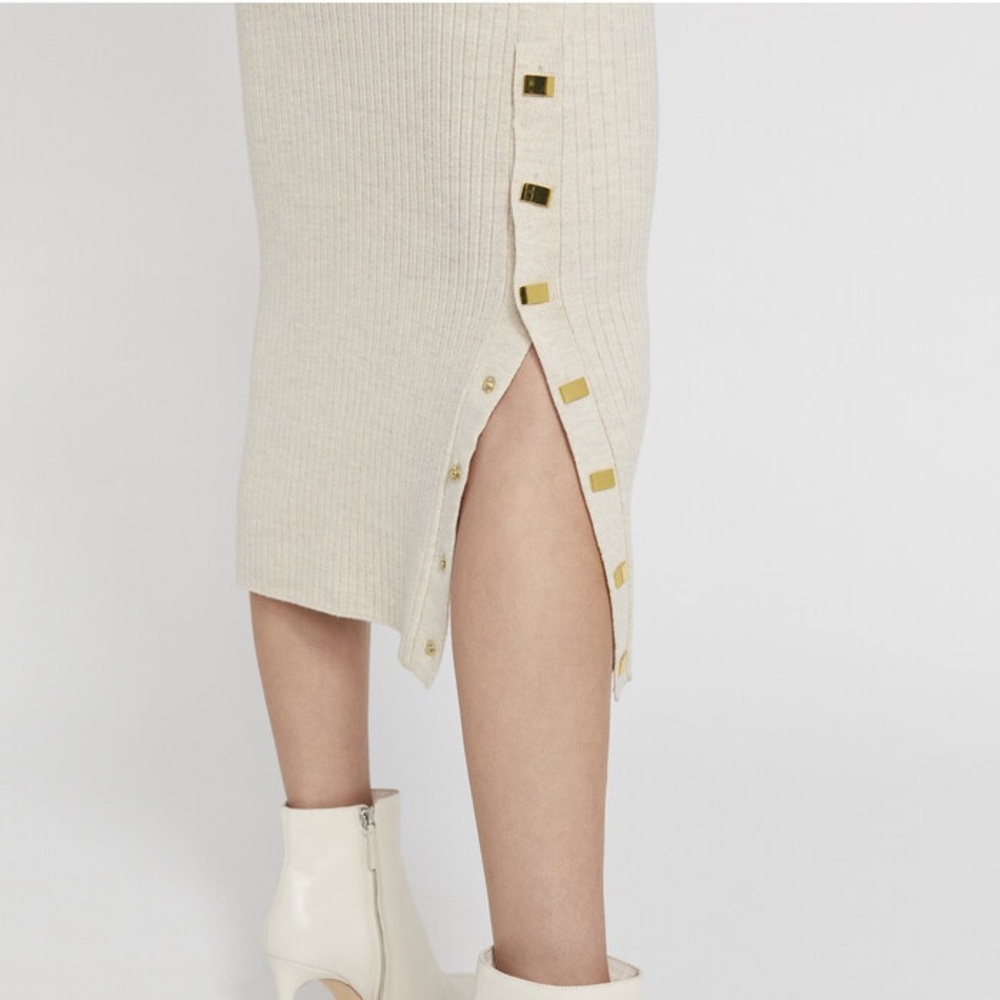 Alice + Olivia Cream Midi Dress with Gold Accents - Picture 2 of 16